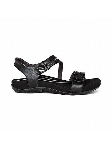 Aetrex Women's Jess Quarter Strap Sandal in Black (view 1)