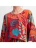 Easel Floral Red Border Printed Rayon Challis Woven Top in Rust Teal Size 3X - photo 2