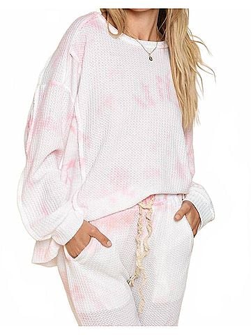 Pol Mojito Thermal Knit Top in Pink Multi (view 2)