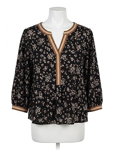 Oddi Ditsy Floral Printed Peplum Blouse in Black (view 1)