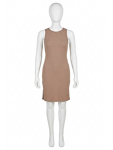 Mittoshop Rib Knit Tank Mini Dress in Mocha (view 1)