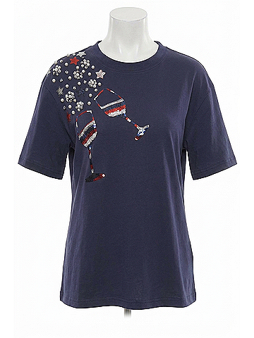 AndTheWhy American Wine Glass Tee in Navy (view 1)