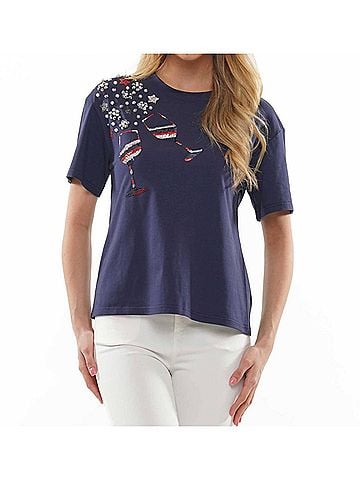 AndTheWhy American Wine Glass Tee in Navy (view 2)
