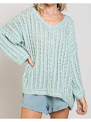 Pol Thin Sweater in Aqua (view 2)