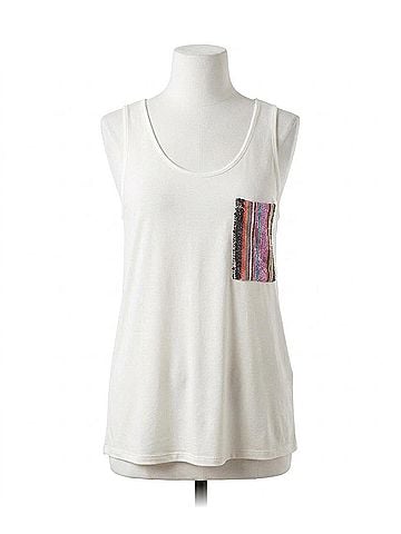 Pol Tribal Pocket Sleeveless Top in White (view 1)