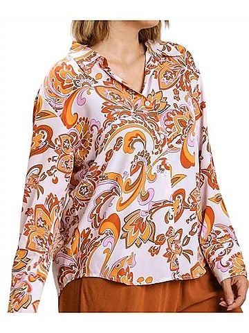 Umgee Vintage Paisley Print Button-Up Blouse in Cream Mix (view 2)