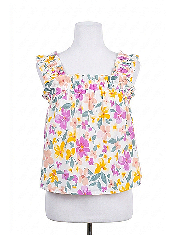 Blu Pepper Floral Ruffled Top in Floral Multi (view 1)