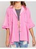 Pol Solid Pink Short Sleeve Shacket in Pink Size M - photo 2