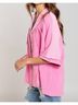 Pol Solid Pink Short Sleeve Shacket in Pink Size M - photo 4