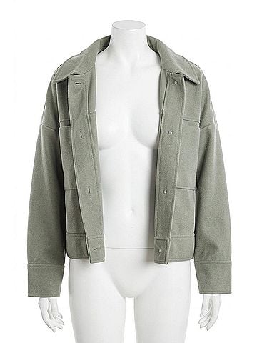 Very J Pocket Patched Collared Shacket in Green (view 1)