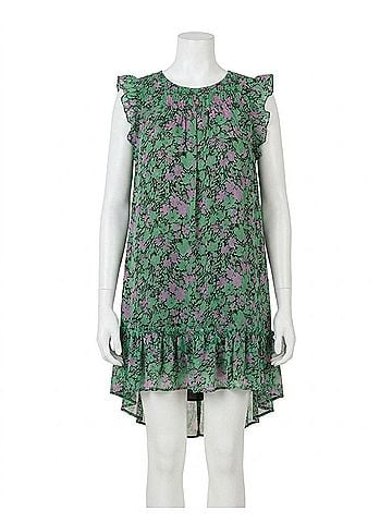 Umgee Floral Flutter Sleeve Dress in Mint Mix (view 1)