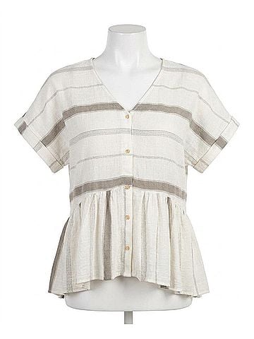 Blu Pepper Striped Button Down Top in Olive (view 1)