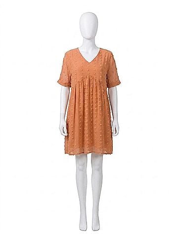 Zenana Dot Babydoll Mini Dress in Butter Orange (view 1)