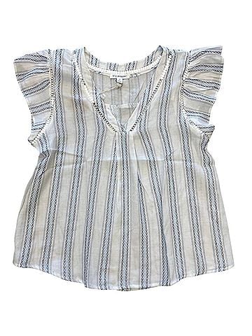 Blu Pepper Women's Stripe Crop Top in Blue (view 2)