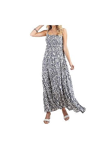 Kori America Patterned Maxi Dress in Silver Blue (view 2)