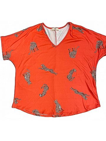 Entro Women's Cheetah Top in Orange (view 1)
