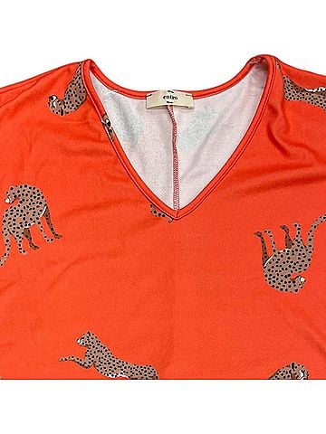 Entro Women's Cheetah Top in Orange (view 2)