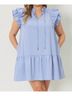Entro Solid Blue Front Tie Ruffle Dress Size 1X - photo 5