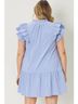 Entro Solid Blue Front Tie Ruffle Dress Size M - photo 4