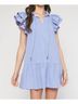 Entro Solid Blue Front Tie Ruffle Dress Size S - photo 2