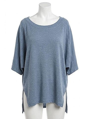 Heyson Oversized Front Slit Batwing Top in Blue (view 1)