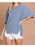 Heyson Solid Blue Oversized Front Slit Batwing Top in Blue Size 3X - photo 2