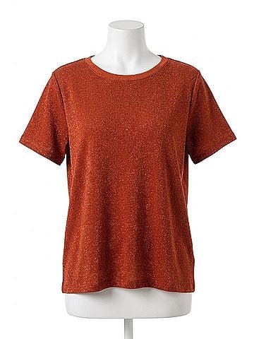 Kori America Foggy Foil Contrast Top in Brick (view 1)
