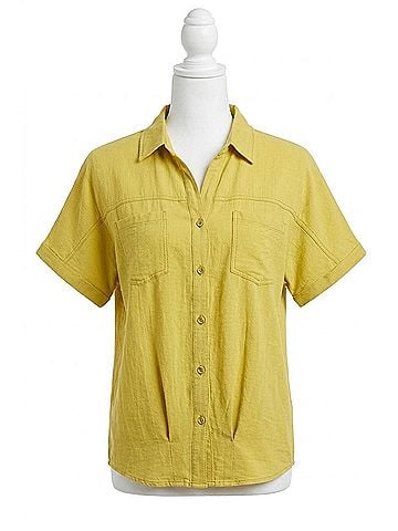 Cotton Bleu Washed Cotton Ruffle Top in Lemon (view 1)