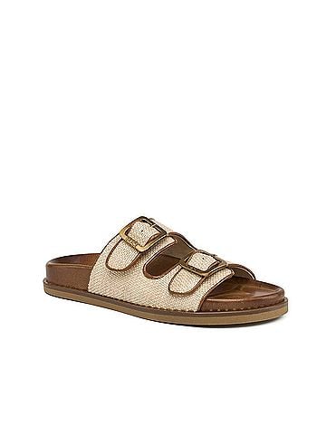 Finders Women's Kimolos Sandal in Camel Leather Raffia (view 2)
