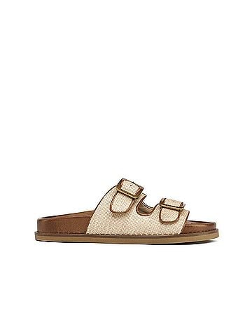 Finders Women's Kimolos Sandal in Camel Leather Raffia (view 1)