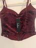 Lulus 59% Polyester 30% Rayon 11% Spandex 100% Polyester Floral Burgundy Bodysuit Size XS - photo 3