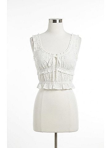 Astr Kissel Tiered Eyelet Top in White (view 1)