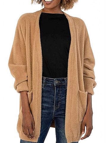 Kut from the Kloth Dana Cozy Cardigan in Camel (view 2)
