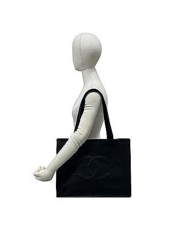 Chanel CHANEL Vintage Coco Mark Caviar Skin Tote Bag, Black 37230 (view 2)