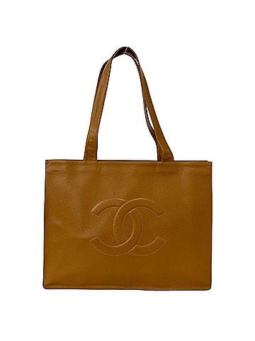 Chanel CHANEL Vintage Coco Mark Caviar Skin Tote Bag, Brown 37229 (view 1)