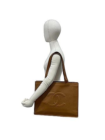 Chanel CHANEL Vintage Coco Mark Caviar Skin Tote Bag, Brown 37229 (view 2)