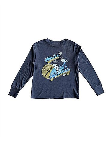 Rowdy Sprout Kid's Sun Records Elvis Presley Long Sleeve Tee in Black (view 1)