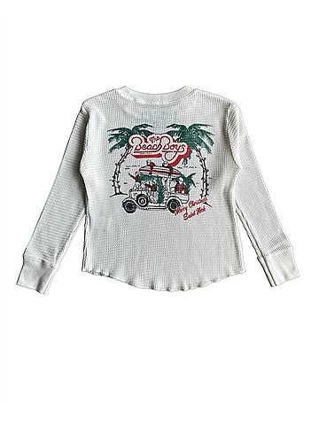Rowdy Sprout Kid's Beach Boys Holiday Thermal Top in White (view 1)