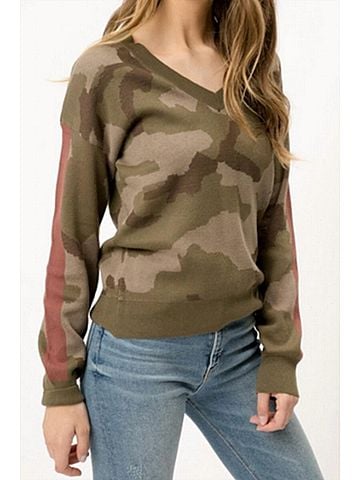 Mystree Women's Long Sleeves Cotton Sweater in Camo (view 2)