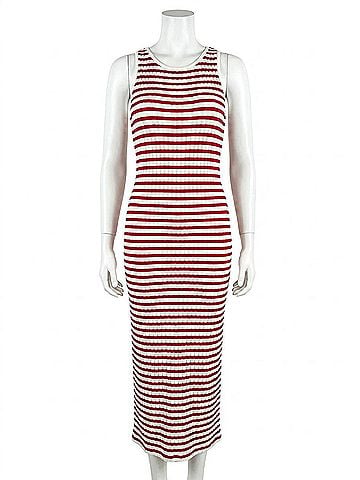 Le Lis Boardwalk Stripes Midi Dress in Red (view 1)
