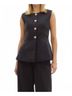 Entro Solid Black Sleeveless Button-Front Peplum Suit Size L - photo 2
