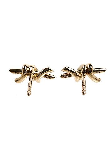 Tiffany & Co. TIFFANY&amp;Co. Tiffany 18KPG Pink Gold Knot Small Earrings 75123698 3.9g Women's (view 2)