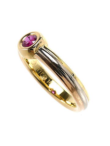 Cartier CARTIER (Cartier) 18K Yellow Gold (KYG), White (18KPG), Pink (18KPG) Monostone Ring with Ruby, 4.8g, Women's. (view 2)
