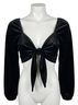 Le Lis Solid Black Luisa Front Tie Top in Black Size S - photo 1