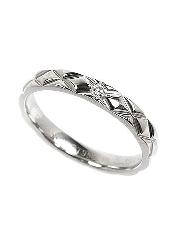Chanel CHANEL Pt950 Platinum Matelassé 1PD Ring J2822 Diamond 61 6.2g Men's (view 1)