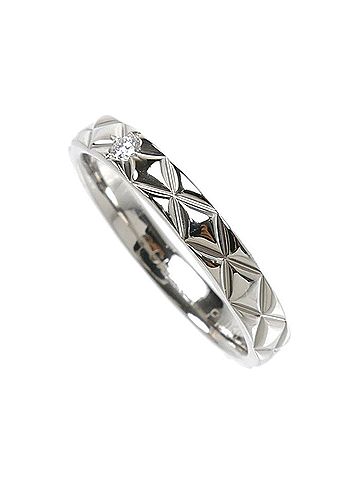 Chanel CHANEL Pt950 Platinum Matelassé 1PD Ring J2822 Diamond 61 6.2g Men's (view 2)