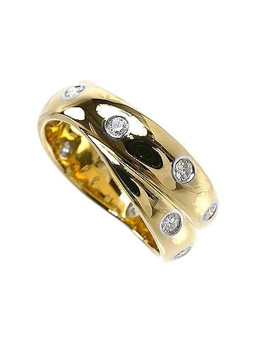 Tiffany & Co. TIFFANY&amp;Co. Tiffany &amp; Co. 18K Yellow Gold (KYG) and Platinum (Pt900) Dots Twist Ring with Diamonds, 6.4g, Women's. (view 2)