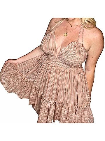 Le Lis Arizona Babydoll Mini Dress in Orange Multi (view 2)
