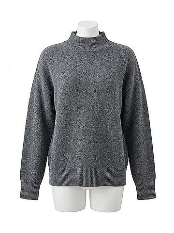 Elan Mockneck Side Slit Sweater in Dark Grey (view 1)