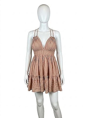 Le Lis Arizona Babydoll Mini Dress in Orange Multi (view 1)
